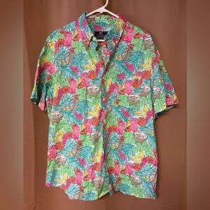 Vineyard Vines Mens XL Classic Fit Murray Shirt Hawaiian Tiki Floral Hawaiian